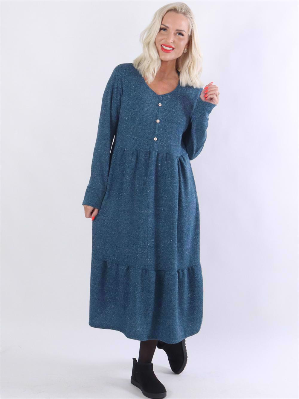 Dejana - Stickad klänning med glittertrådar